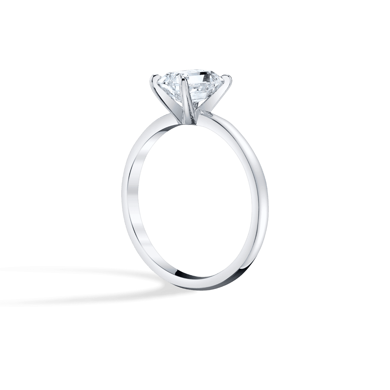 Emerald Shape Classic Solitaire Engagement Ring in 14K White Gold