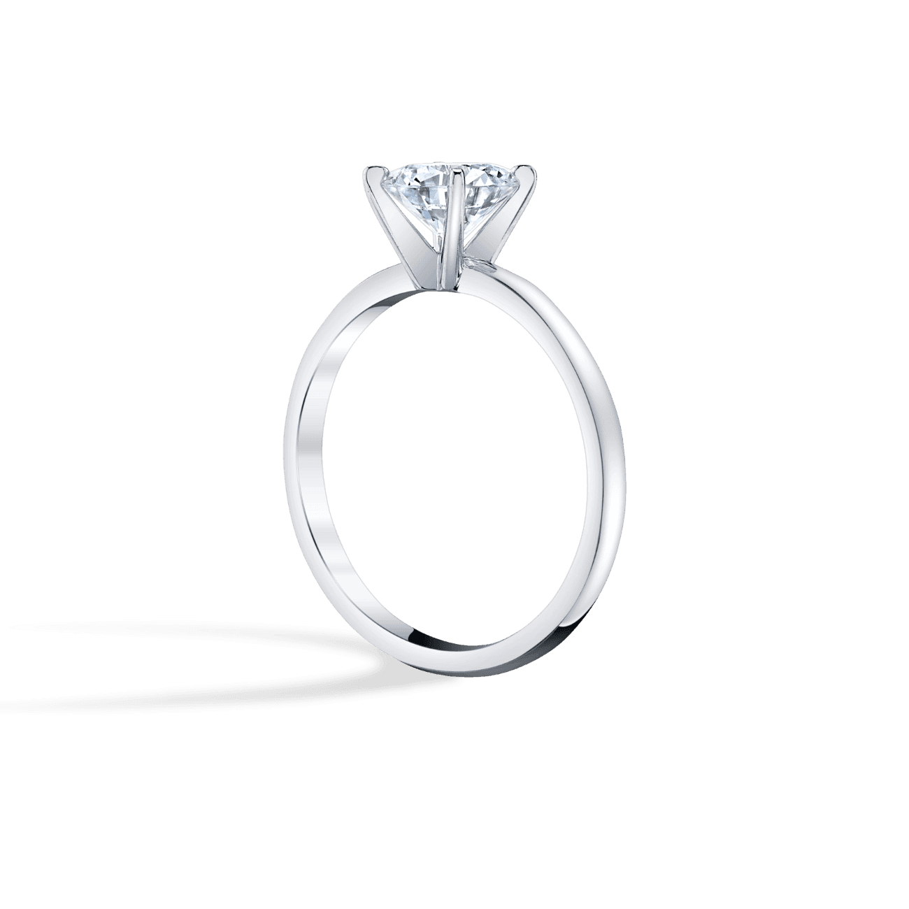 Round Shape Classic Solitaire Engagement Ring in 14K White Gold
