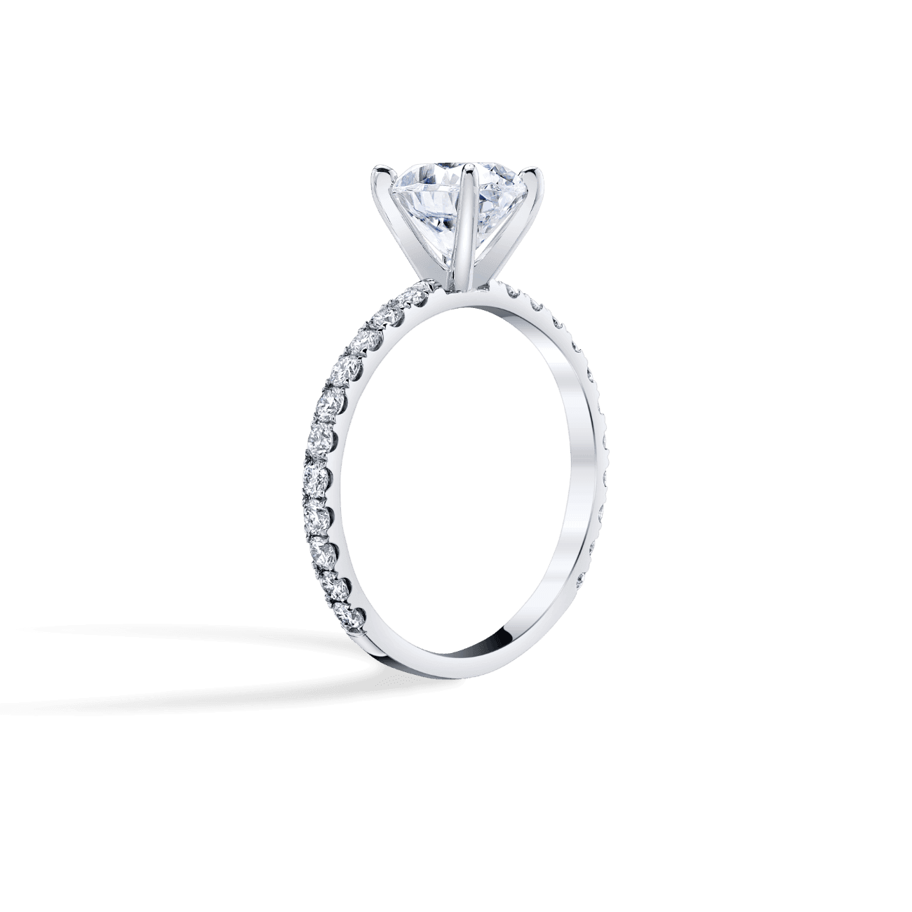 Oval Shape Classic Pave Engagement Ring in 14K White Gold, with Natural Accent Diamonds