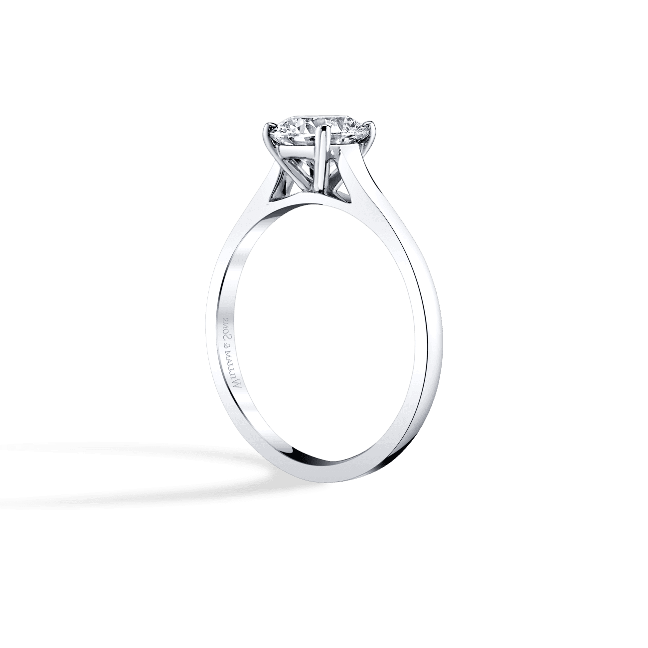 Round Shape Cathedral Solitaire Engagement Ring
in 14K White Gold