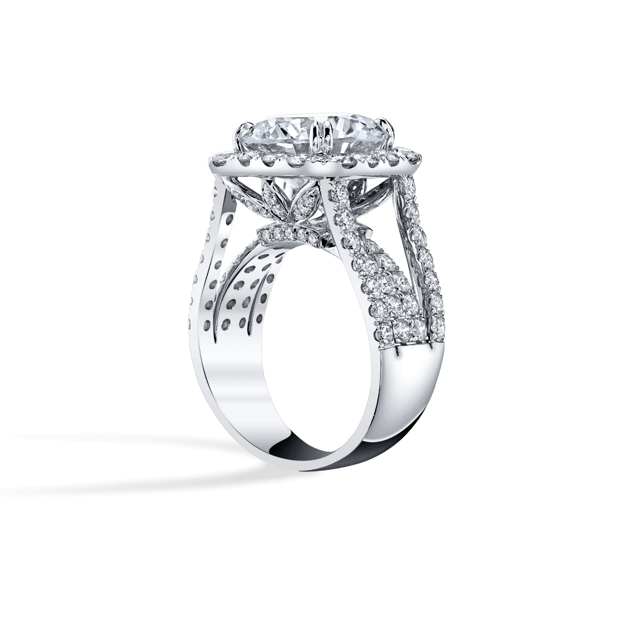 Pear Shape Square Halo Engagement Ring
in 14K White Gold, with Natural Accent Diamonds