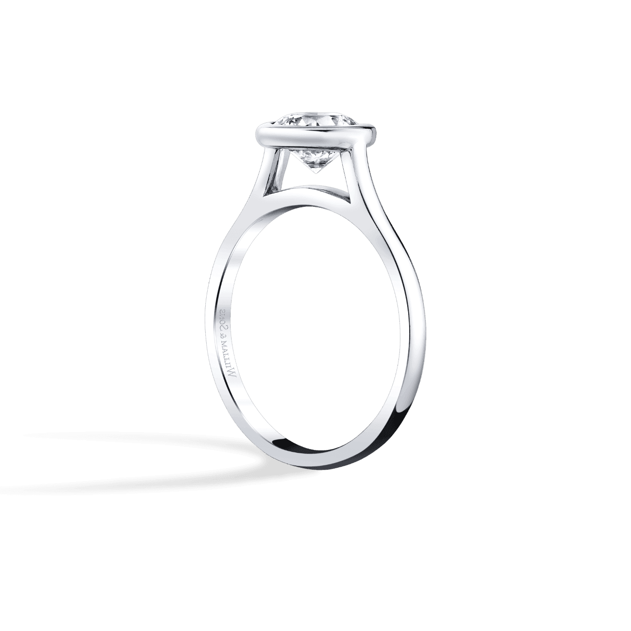 Round Shape Bezel Solitaire Engagement Ring
in 14K White Gold