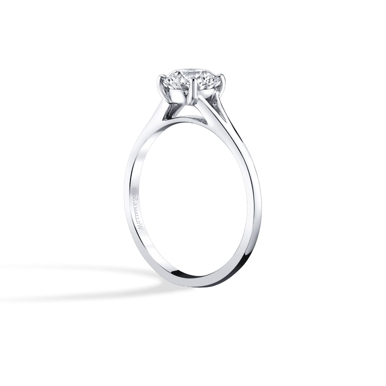 Round Shape Petite Solitaire Engagement Ring in 14K White Gold