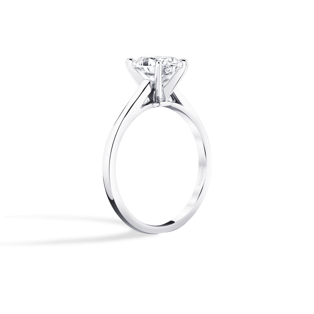 Oval Shape Cathedral Solitaire Engagement Ring in 14K White Gold