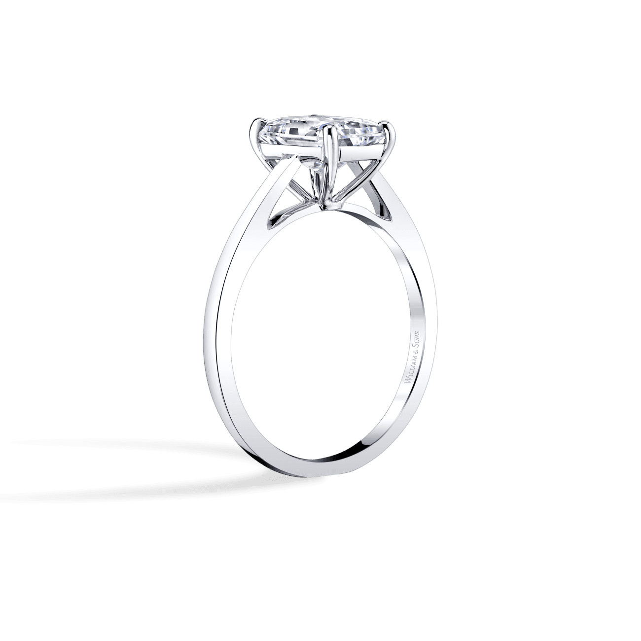 Radiant Shape Cathedral Solitaire Engagement Ring in 14K White Gold