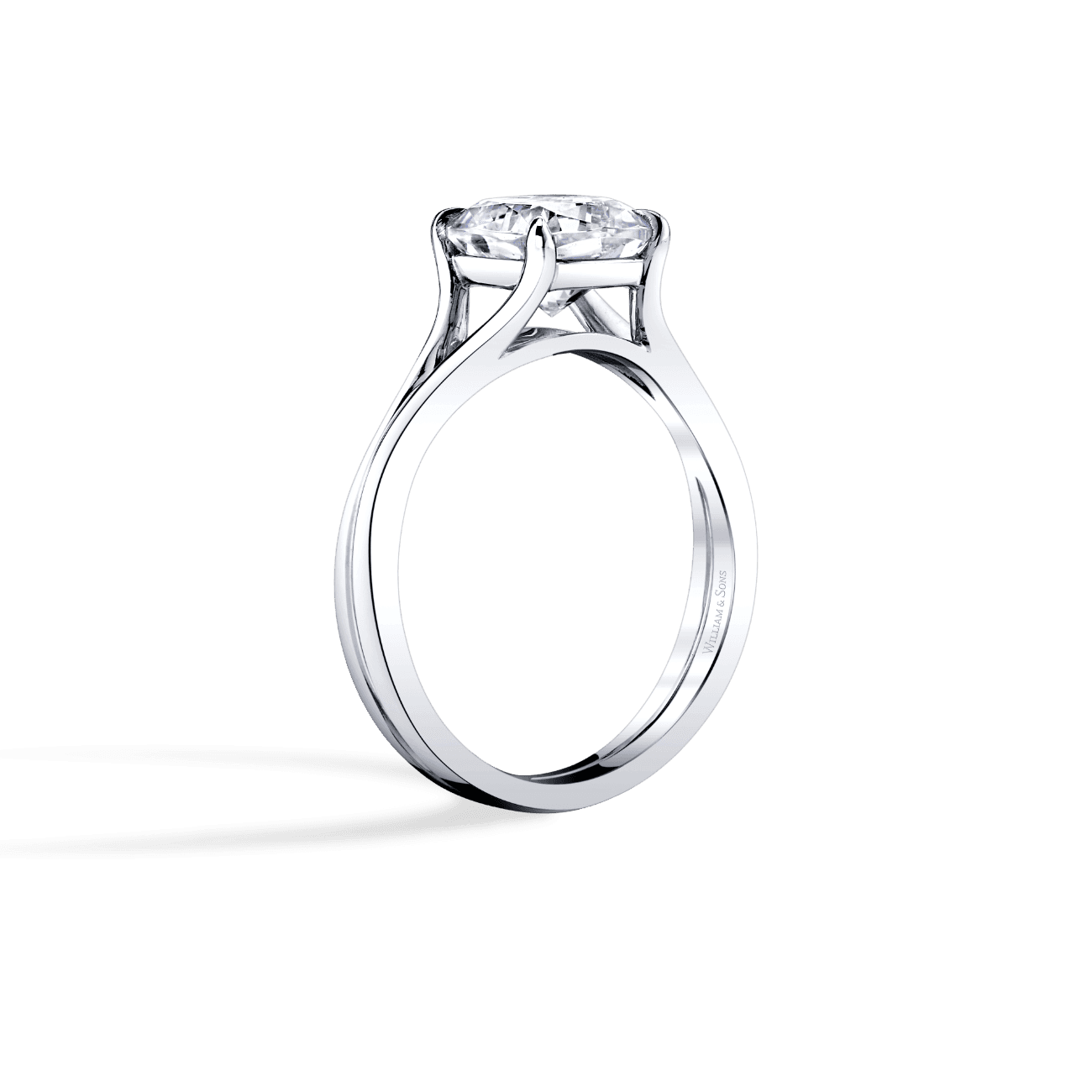 Cushion Shape Split Shank Solitaire Engagement Ring in 14K White Gold