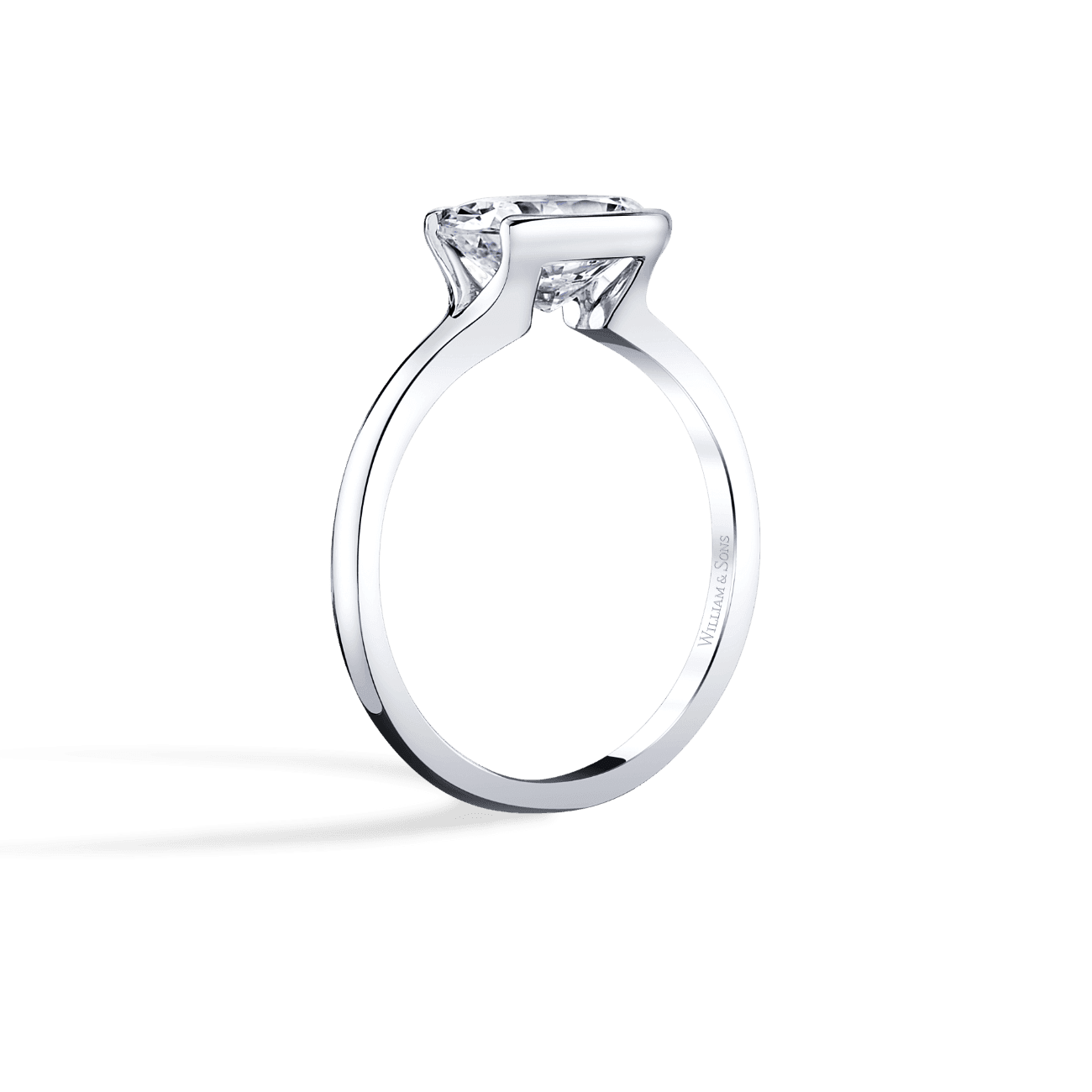 Oval Shape Bezel Solitaire Engagement Ring in 14K White Gold